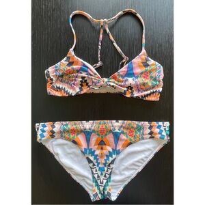 Athleta Swim ♻️ Desert Geo Knot Bikini Top (Small) & Mid Rise Bottom (Medium)